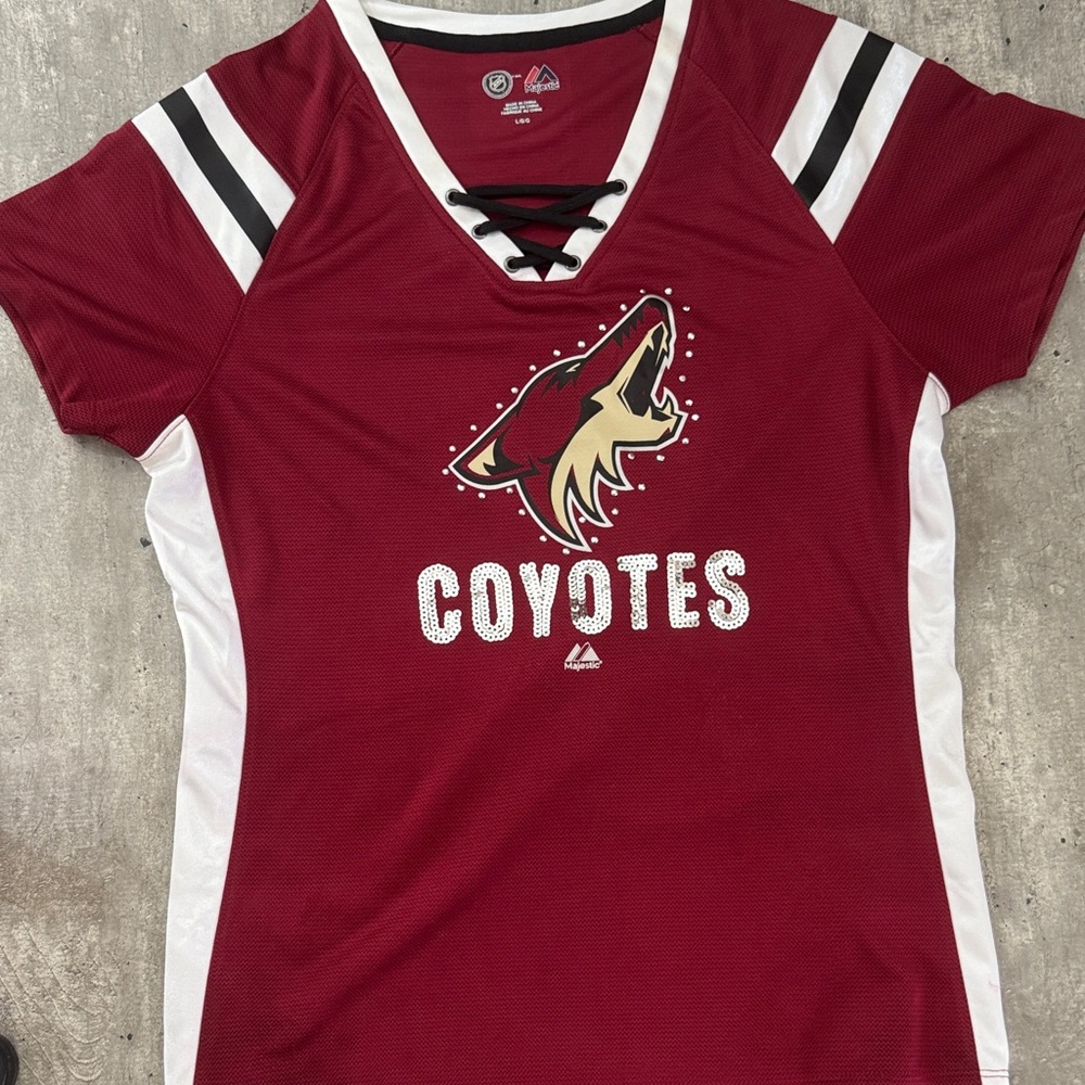 Majestic Red and White Coyotes Graphic Jersey